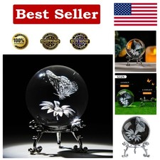 3D Butterfly Crystal Ball with Stand Sunflower Decoration Gift for Women