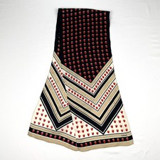 Vintage Echo Silk Scarf Oblong Strawberry Print Red Black Tan 1990s