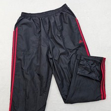 Adidas Track Pants Mens L Black Red ClimaProof Mesh Lined 3-Stripe Vintage Y2K