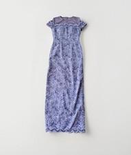 JS Collections Purple Lilac Illusions Dress Gown Lace Embroidered New Zip Mother