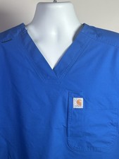 Carhartt Liberty Force Mens V-Neck Scrub Top Royal Blue Pocket Medical XL