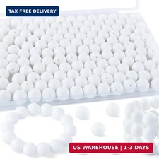 145PCS 15mm Silicone Beads for Keychain Making White 