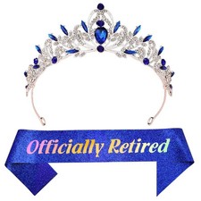 Retirement Party Decorations Blue Tiara and Sash Officially Retired,