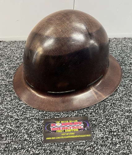 Vintage Fiberglass Full Brim Hard Hat Safety Helmet MSA Skullguard? - Nice!
