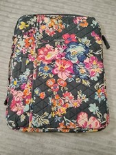 Vera Bradley Pretty Posies Laptop Sleeve Grey Quilted With Pretty Floral Pattern