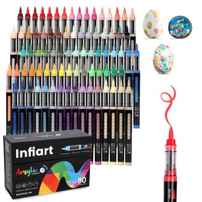 80 Colors Acrylic Paint Markers Brush Tip, Automatic Ink Control Acrylic Pain...