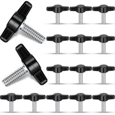 Black 1/420x1 Inch Stainless Steel Adjustable Tee Wing Knob Thumb Screw 16 PCS