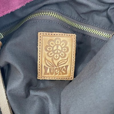 Lucky Brand Brown Purple Suede & Canvas Backpack | Women display picture 1