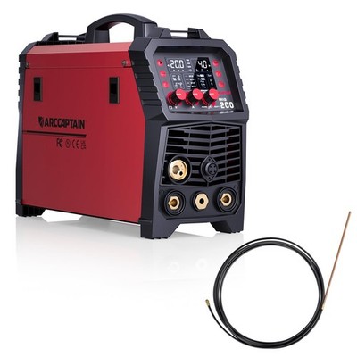 ARCCAPTAIN MIG200 Welder 200Amp 6 in 1 Gas MIG/Gasless Flux & 15ft 4.5m Liner