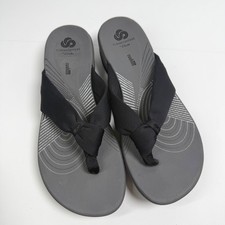 Clarks Cloudsteppers Arla Glison Womens 9 Black Grey Thong Flip Flop Sandals