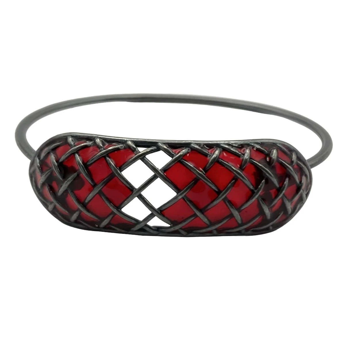 Autentico BOTTEGA VENETA Bracciale Bordeaux Argento