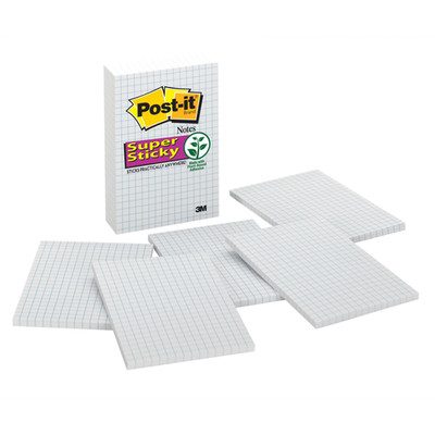 Post-it Super Sticky Gridded Notes: 4 in. x 6 in. (White Gridded) *50-sheets per