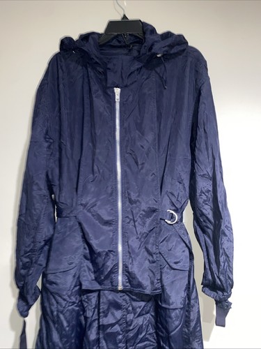 Helmut Lang Paracadute Bondage Parka Giacca Navy Techwear Viscosa Nylon Raro Taglia L - Foto 5 di 8
