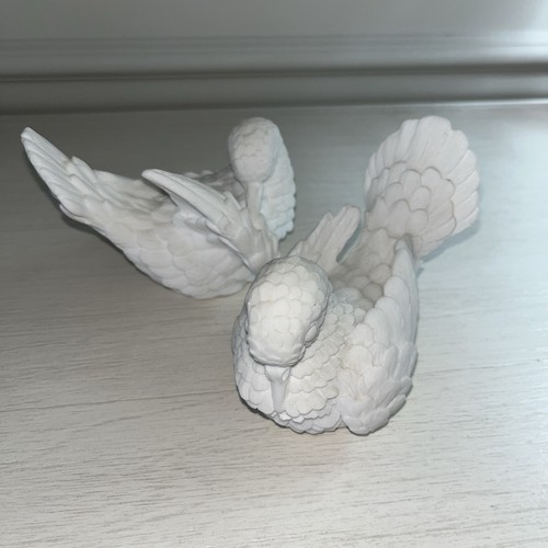 Vintage A. Santini Alabaster Doves with Santini Stickers, Pair