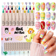 18 Color 3D Nail Art Pens Set, 0.7MM Nail Polish Pens for Nail Art Dotting Pen D