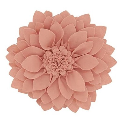  Flower Shaped Felt Throw Pillow 13'' Rose