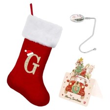 Christmas Stockings with Initials,20 Inches Large Monogram Letter Letter G Red