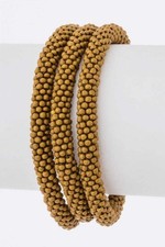 Tan Nepal Beaded Roll On Bracelet Set Boho Stack Adjustable