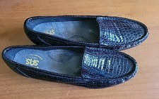 SAS Tripad Black Crocodile Leather Loafers WMNS 9M Comfort Foot Bed Made in USA