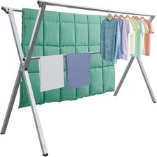 AZHZOLSK Foldable Indoor Outdoor Clothes Drying Rack Heavy Duty Laundry Hanger 2