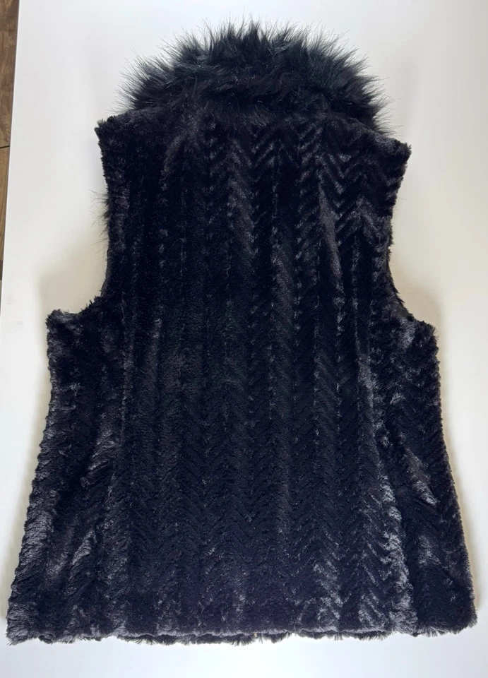 Chaleco Marc New York Negro Imitación Piel Mujer Talla L Cremallera Forrado Bolsillos Cuello en V Foto 2 de 4