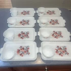 Vintage Fire King Snack Set Primrose Pattern Set of 8 Cups & Plates, Milk Glass