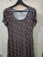 Old Navy Dress Womens L Midi Fit Flare Jersey Stretch Floral Short Sleeve Ditsy