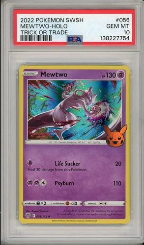 2022 Pokemon SWSH Trick or Trade Mewtwo Holo #056 PSA 10