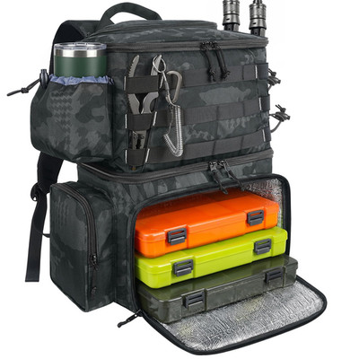 Matein Fishing Backpack Water Resistant Tackle Storage Bag Rod Holders Cooler