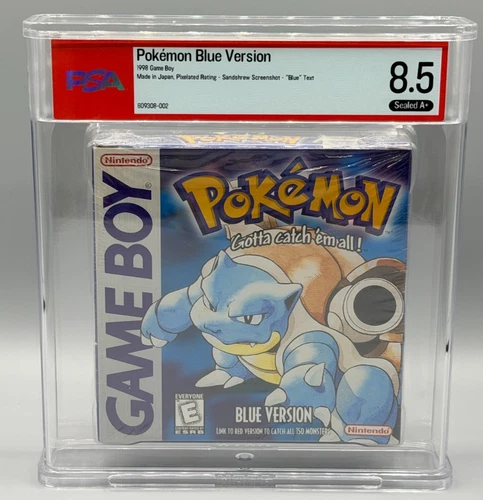 Pokemon Blue Version Nintendo Game Boy Sandshrew Blue Text New PSA 8.5 A+