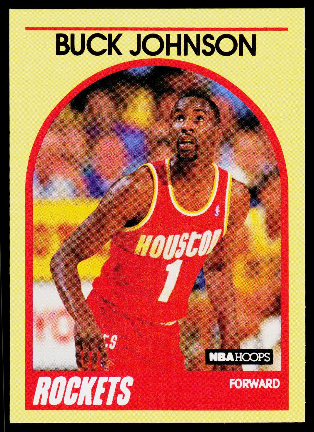 Buck Johnson, 1989-90 Hoops Superstars, #37, Houston Rockets, Yellow