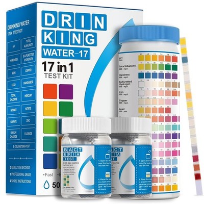 17-in-1 Drinking Water Test Kit with 50 Strips & 2 Bacteria Testers for Home