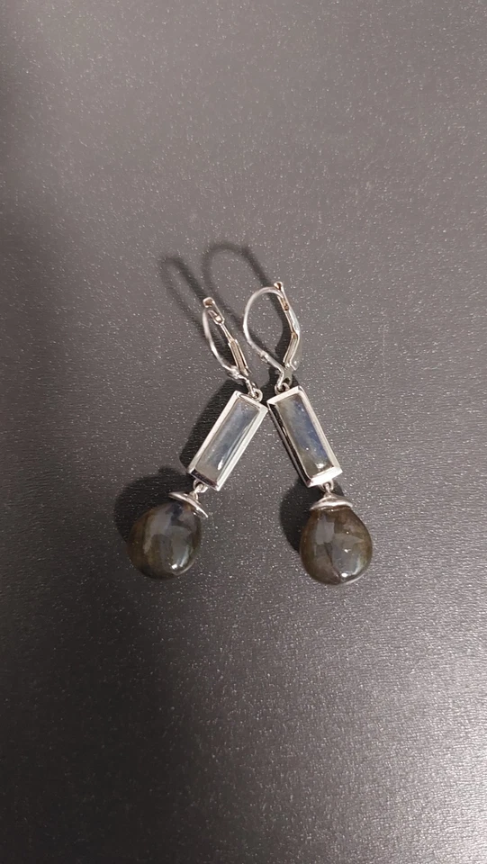 Schöne Ohrringe aus 925 Silber mit Labrodorit Sogni D'oro aus Nachlass  - Bild 2 von 4