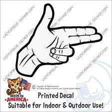 Finger Gun Decal Window Sticker Car Decor Hand Fingers Pew Pew Guns 2A Sign