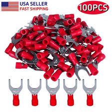 100PCS Preinsulated 5/16" Fork Type Terminals 22-16AWG Wire Connectors SV1.25-8