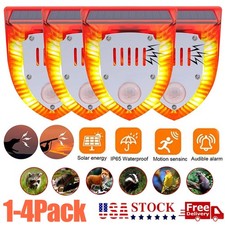 Solar-powered Outdoor Motion Sensor Alarm, 129dB Animal Repeller For Cat Dog Fox