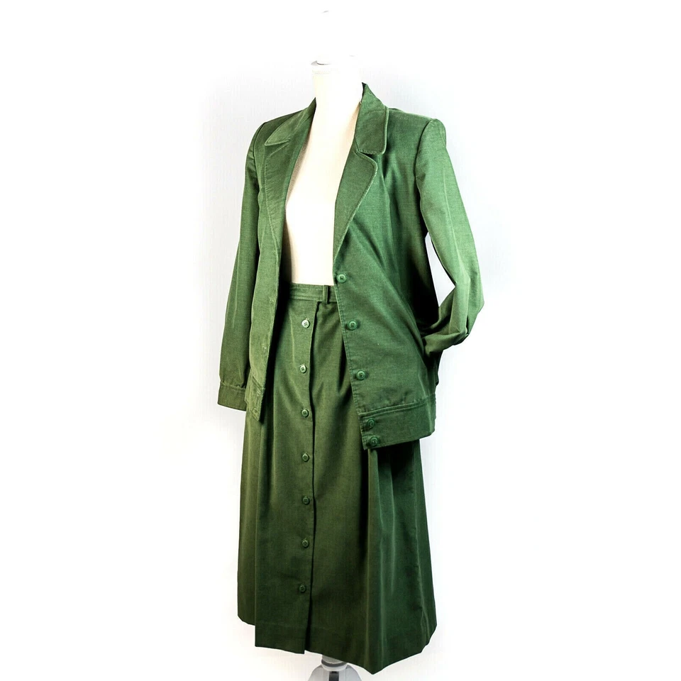 VTG 80s Suburbans Corduroy Midi Skirt Sz 6 Green Cottage Academia Preppy Granny - Image 2 of 4