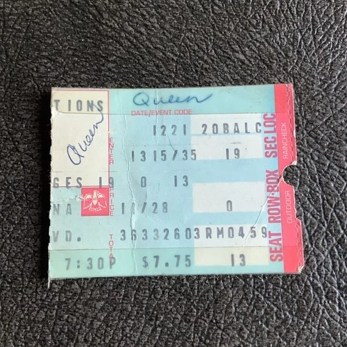 1977 QUEEN @ LONG BEACH ARENA VINTAGE CONCERT TICKET STUB
