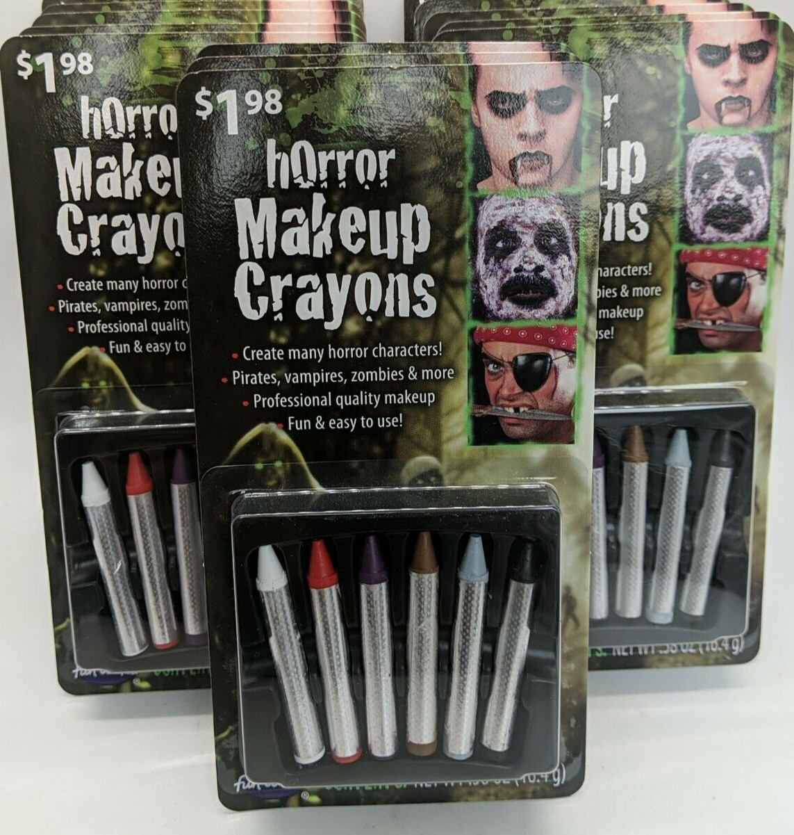 LOTE DE 12 lápices de colores de maquillaje de terror divertido mundo vampiro pirata zombi Halloween
