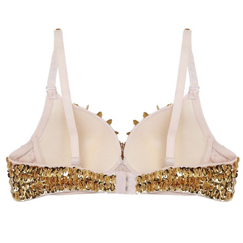 Women's Sparkle Glitter Bra Halloween Rave Belly Dancing Crop Tops Costume - Picture 20 of 46