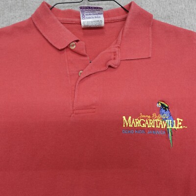 Vintage Margaritaville Polo Shirt Medium Red 1999 Ocho Jamaica