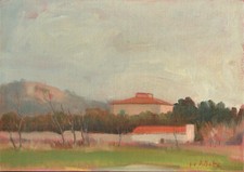 Dipinto Olio Cartone Telato monteburrone Livorno Giovanni Di Batte cm.35 x 25  