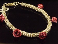 Rosa Templin Armband Rosen Rot 19 cm mit 5 roten Rosen und klaren Zirkonia