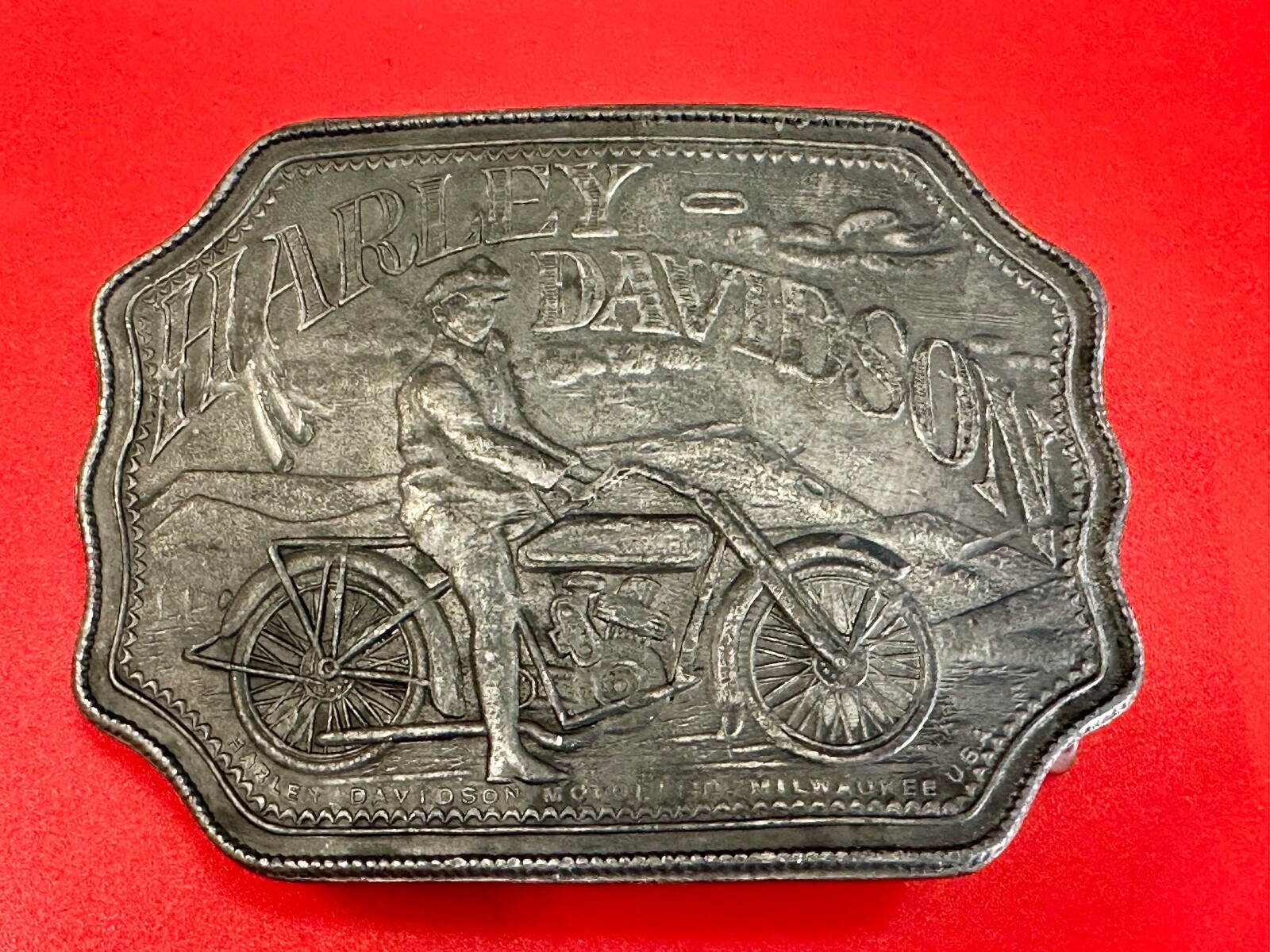 Collectors Harley Davidson Motorcycles Montauk Silver Co Belt Buckle,  England 