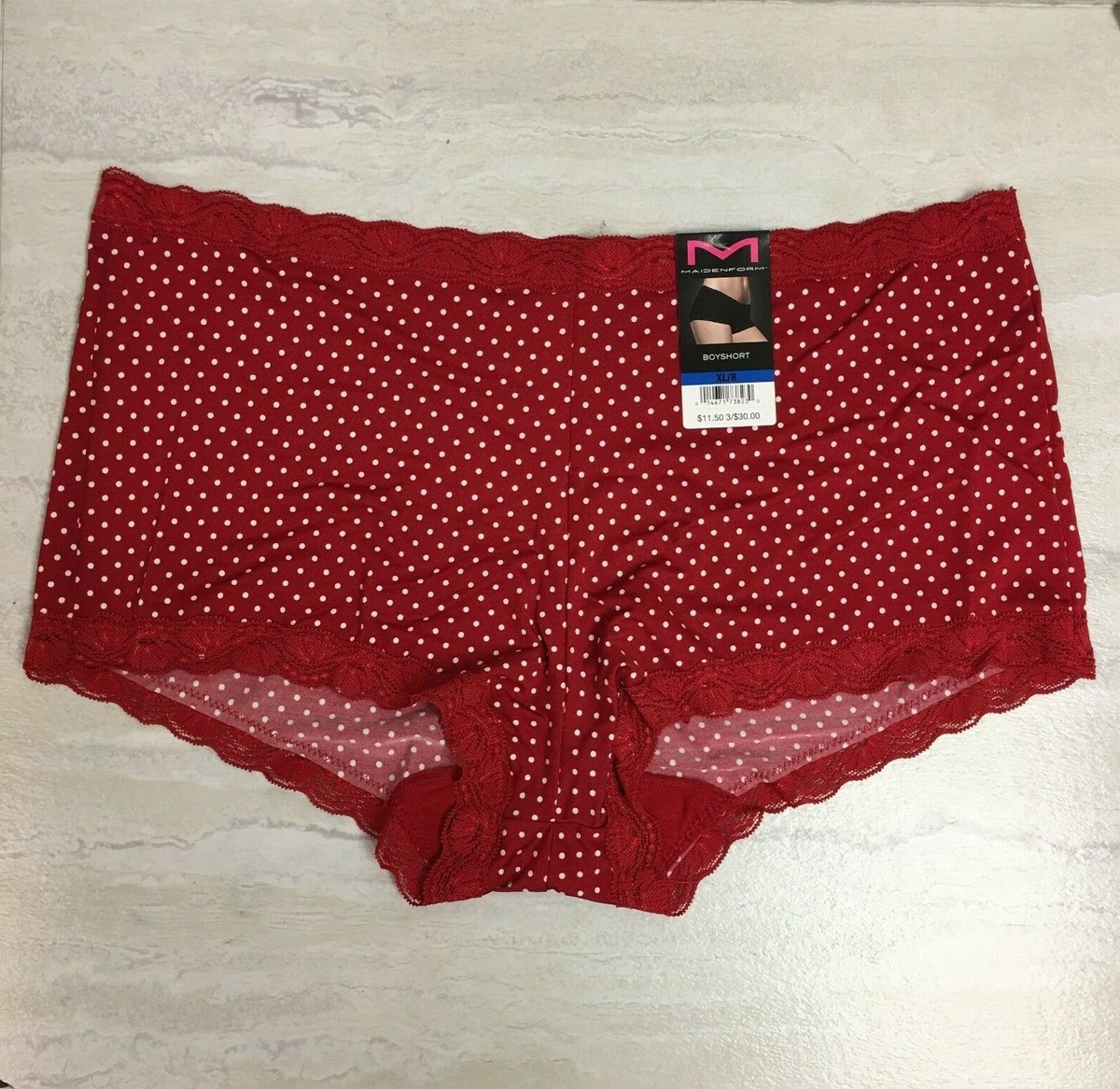4-Pack Maidenform Women's Microfiber & Lace Boyshorts, Red/White