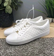 New Michael Kors Colby White Leather Wobe S Size 11M Embossed Shoes