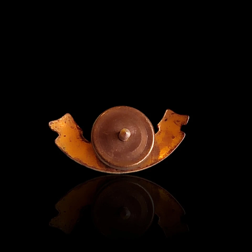 Antique Yellow Enamel Screw Back Tie Tack Pin Lapel 2 Years Ribbon Service Pin - Image 2 of 4