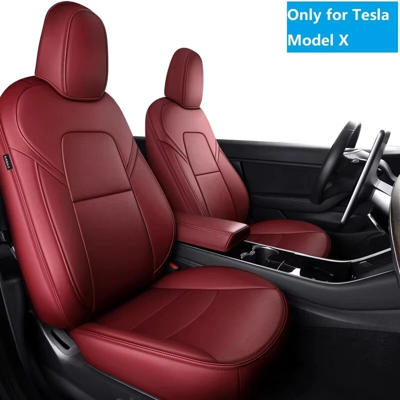 PARA TESLA MODELO X MOTOPTES 2016-2024 FUNDAS DE ASIENTO DE COCHE PERSONALIZADAS CUERO IMPERMEABLE Foto 4 de 4