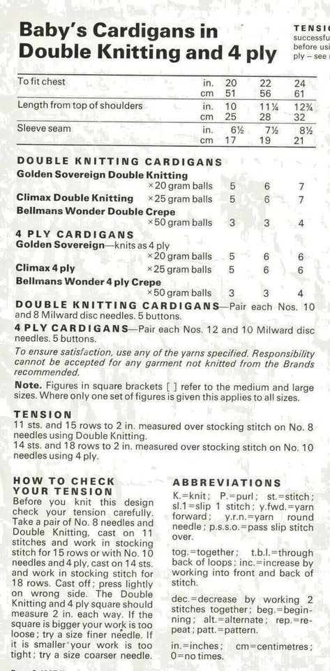 532 BOYS GIRLS DK+4PLY CARDIGAN SWEATER 20 TO 24" VINTAGE KNITTING PATTERN COPY - Image 2 of 2