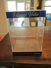 Ultimate Vodka plastic counter display case w shelf